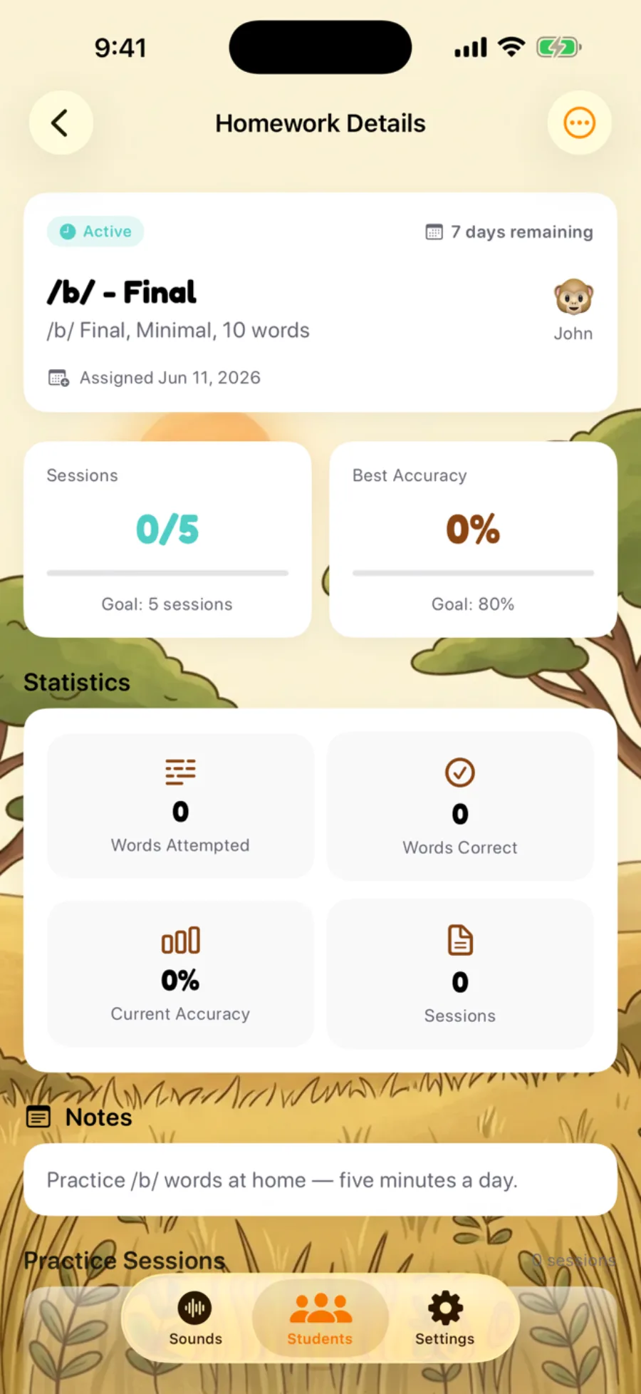 A homework assignment detail